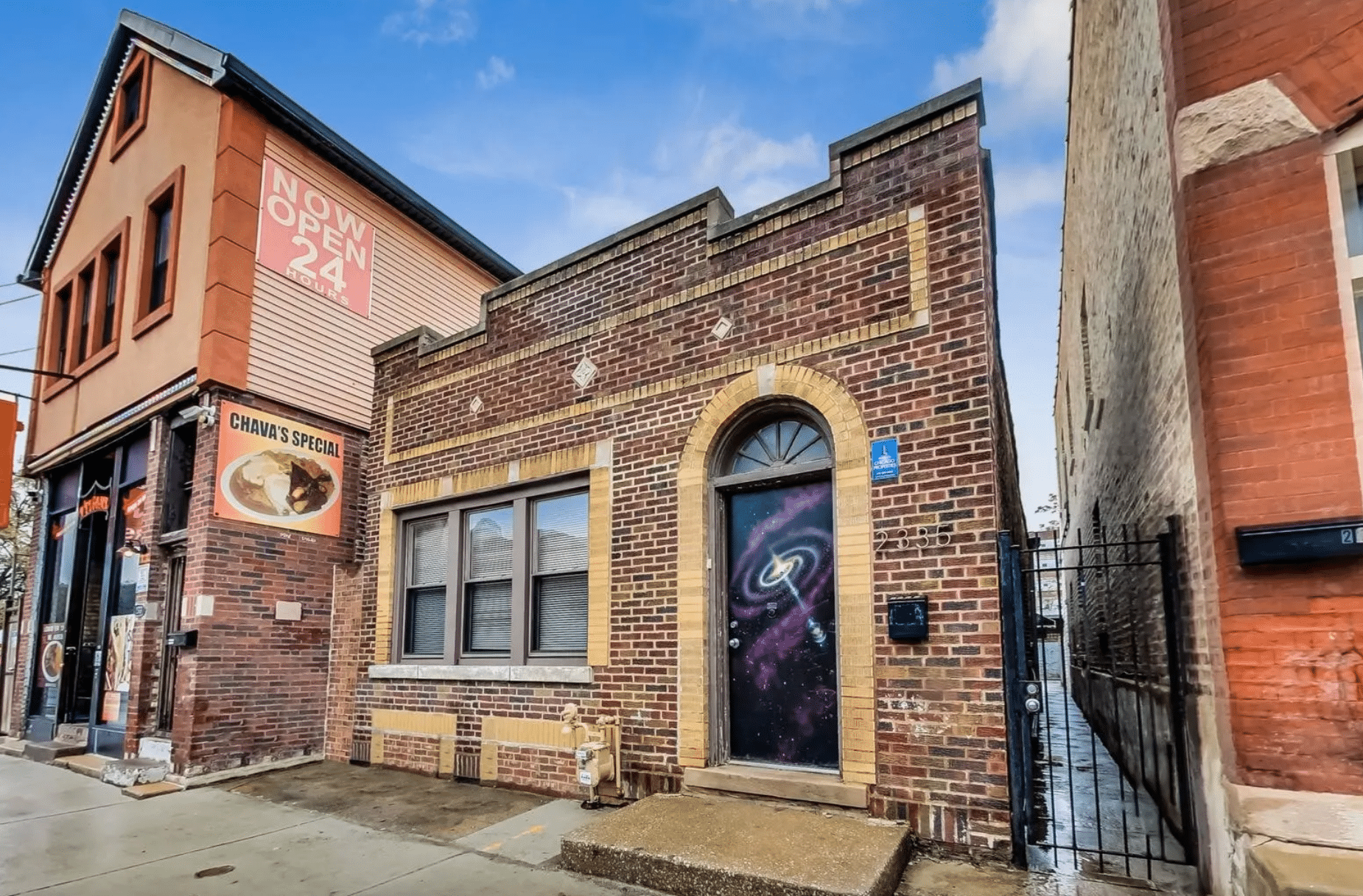 brick single family home